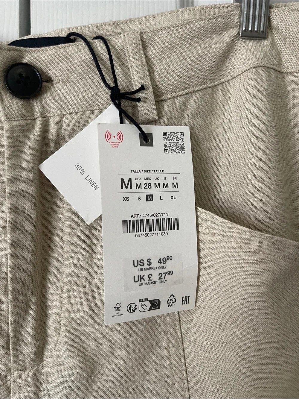 Zara Linen Blend Barrel Pants